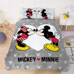 דיסני מיקי & מיני kiss – מערכת מצעים מבד קורל פליז