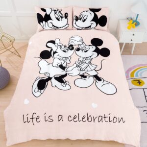 דיסני מיקי & מיני אפרסק – מערכת מצעים מבד קורל פליז